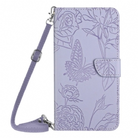 Folio Cover Honor 90 Lite Farfalle E Tracolla