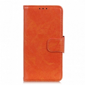 Custodia in pelle Oppo Reno 6 Pro 5G Crosta Di Nappa Arancione