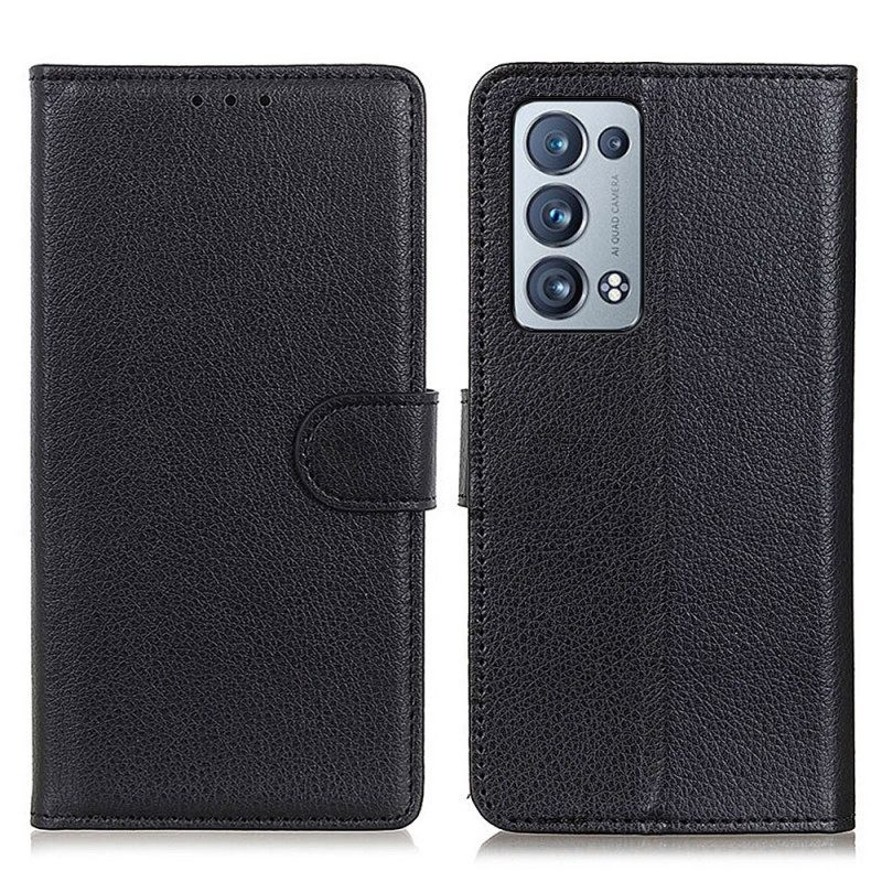 Custodia in pelle Oppo Reno 6 Pro 5G Ecopelle Litchi