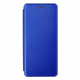 Folio Cover Oppo Reno 6 Pro 5G Custodia in pelle Fibra Di Carbonio E Fettuccia