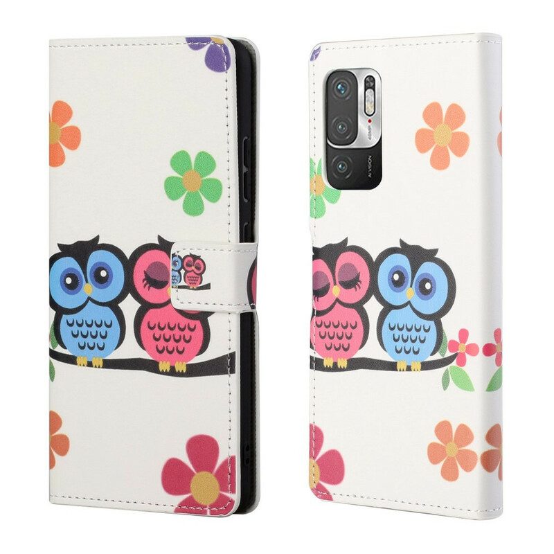 Custodia A Portafoglio Xiaomi Redmi Note 10 5G Famiglia Di Gufi