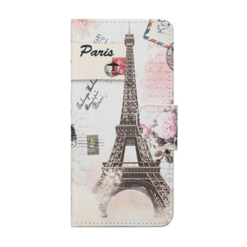 Custodia A Portafoglio Xiaomi Redmi Note 10 5G Retrò Torre Eiffel