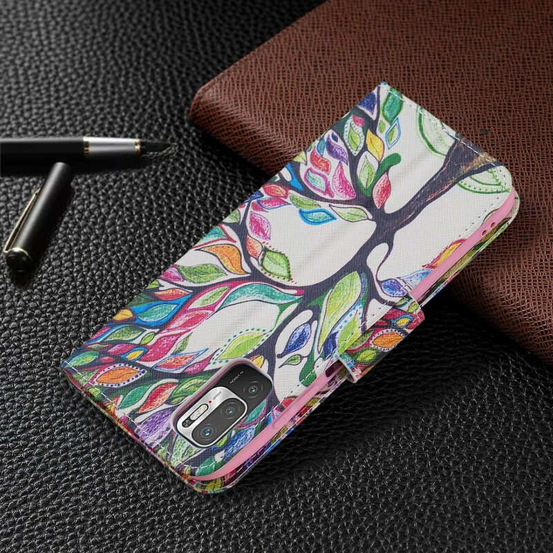 Custodia in pelle Xiaomi Redmi Note 10 5G Albero Colorato