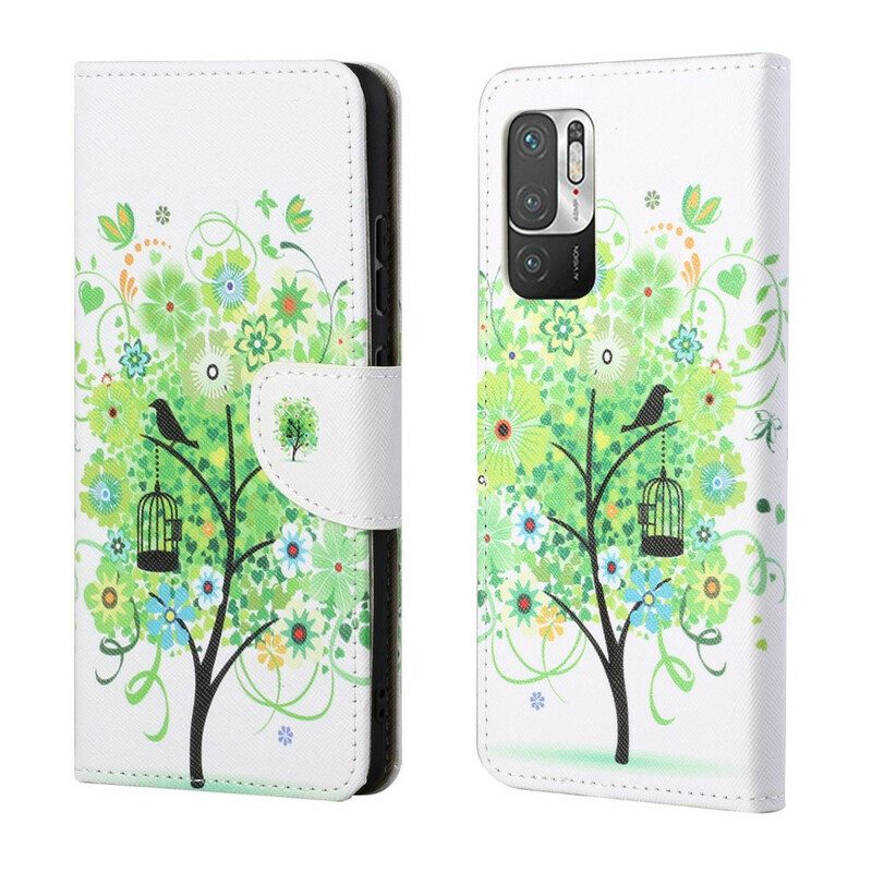Custodia in pelle Xiaomi Redmi Note 10 5G Albero Di Fogliame Verde