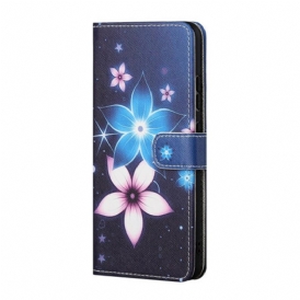 Custodia in pelle Xiaomi Redmi Note 10 5G Cinturino Lunare Fiori