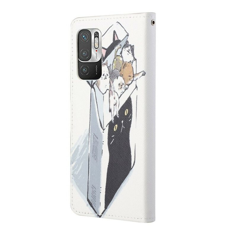 Custodia in pelle Xiaomi Redmi Note 10 5G Consegna Gatti Con Perizoma