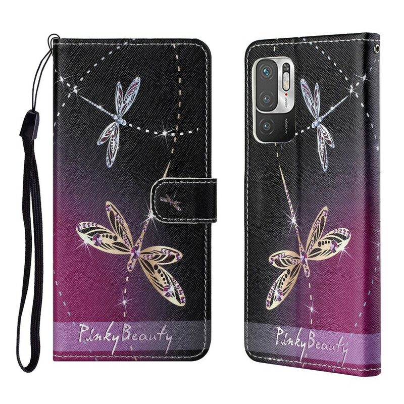 Custodia in pelle Xiaomi Redmi Note 10 5G Libellule Strappy
