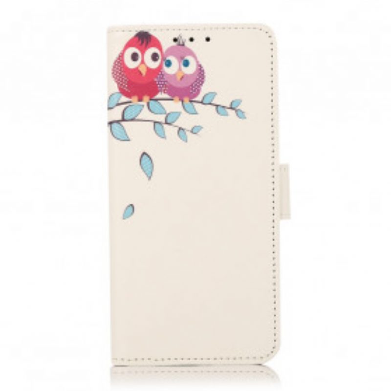 Custodia in pelle Xiaomi Redmi Note 10 5G Paio Di Gufi Sull'albero