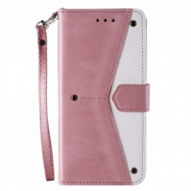 Custodia in pelle Xiaomi Redmi Note 10 5G Rivetti Bicolore In Ecopelle