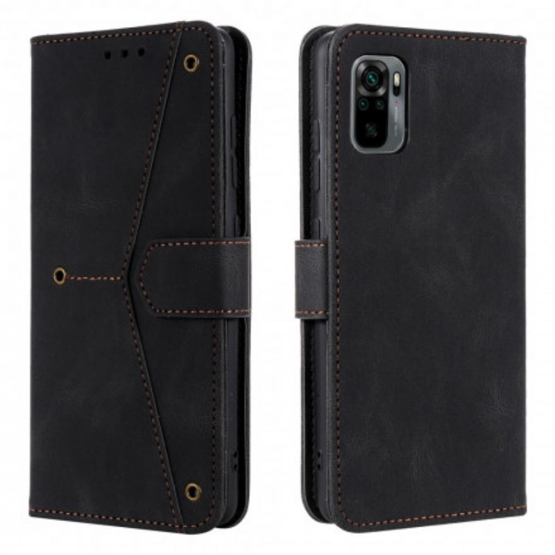 Custodia in pelle Xiaomi Redmi Note 10 5G Rivetti Bicolore In Ecopelle