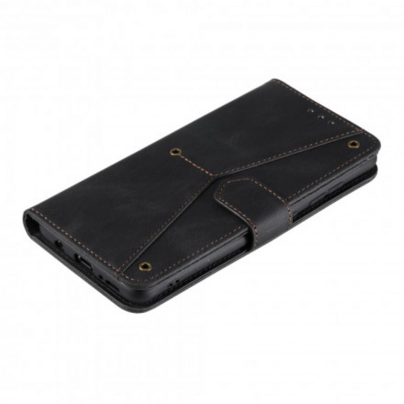 Custodia in pelle Xiaomi Redmi Note 10 5G Rivetti Bicolore In Ecopelle