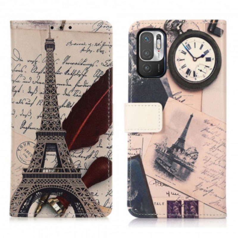 Custodia in pelle Xiaomi Redmi Note 10 5G Torre Eiffel Del Poeta