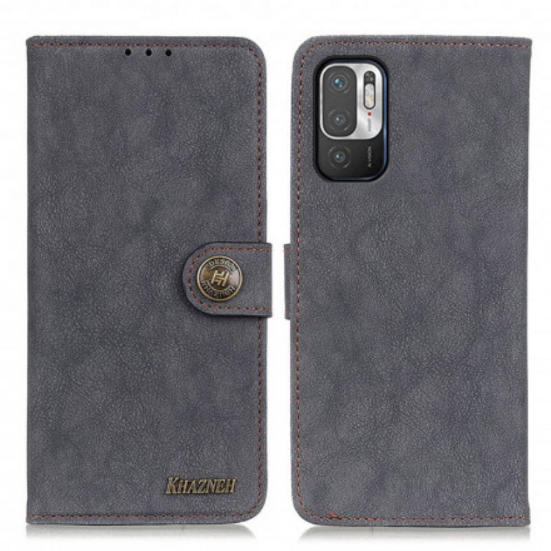 Folio Cover Xiaomi Redmi Note 10 5G Khazneh Crosta Di Cuoio Retrò