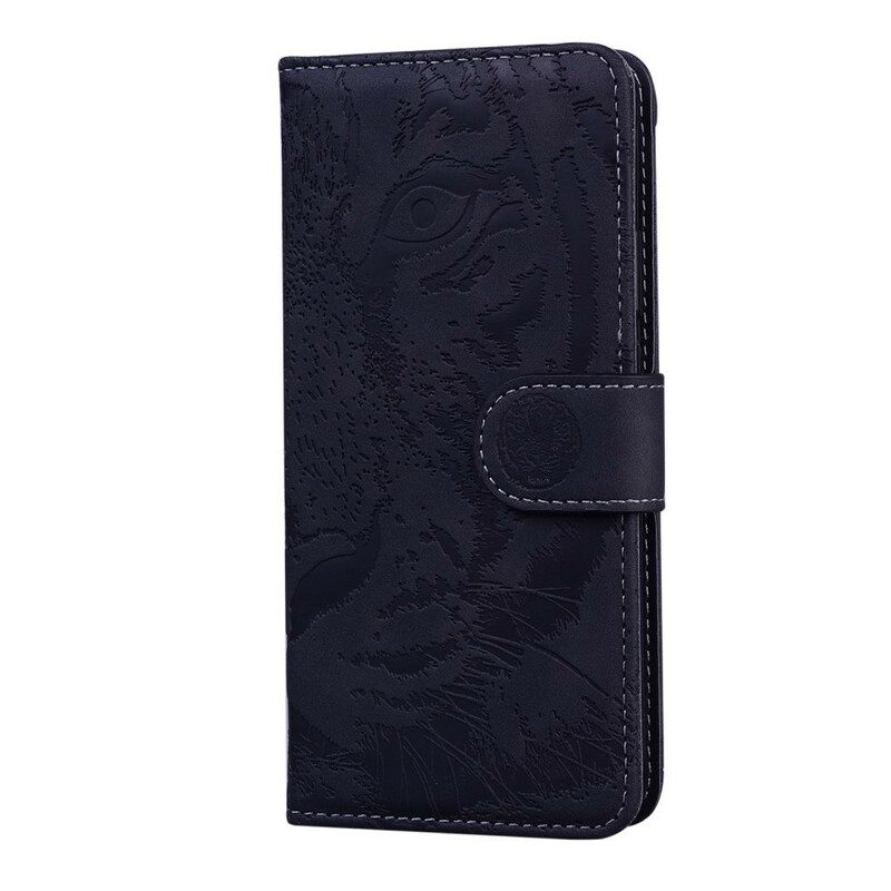 Folio Cover Xiaomi Redmi Note 10 5G Stampa Faccia Di Tigre