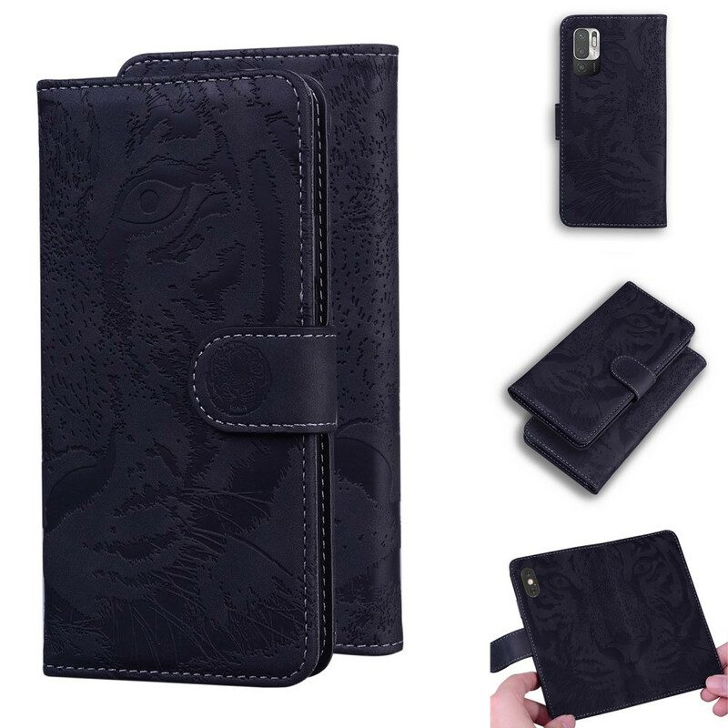Folio Cover Xiaomi Redmi Note 10 5G Stampa Faccia Di Tigre