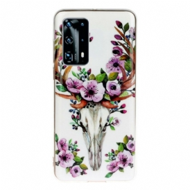 Cover Huawei P40 Pro Alce Floreale Fluorescente