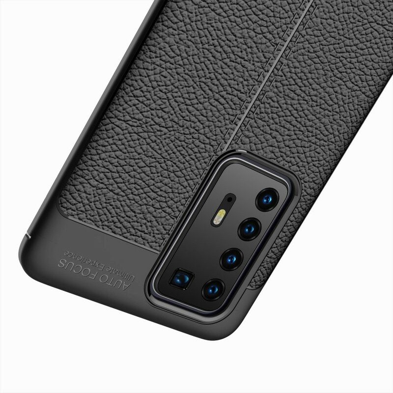 Cover Huawei P40 Pro Doppia Linea Litchi Effetto Pelle