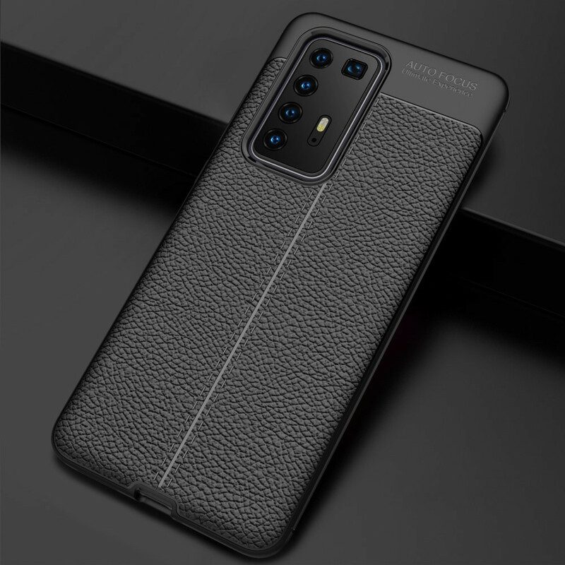 Cover Huawei P40 Pro Doppia Linea Litchi Effetto Pelle