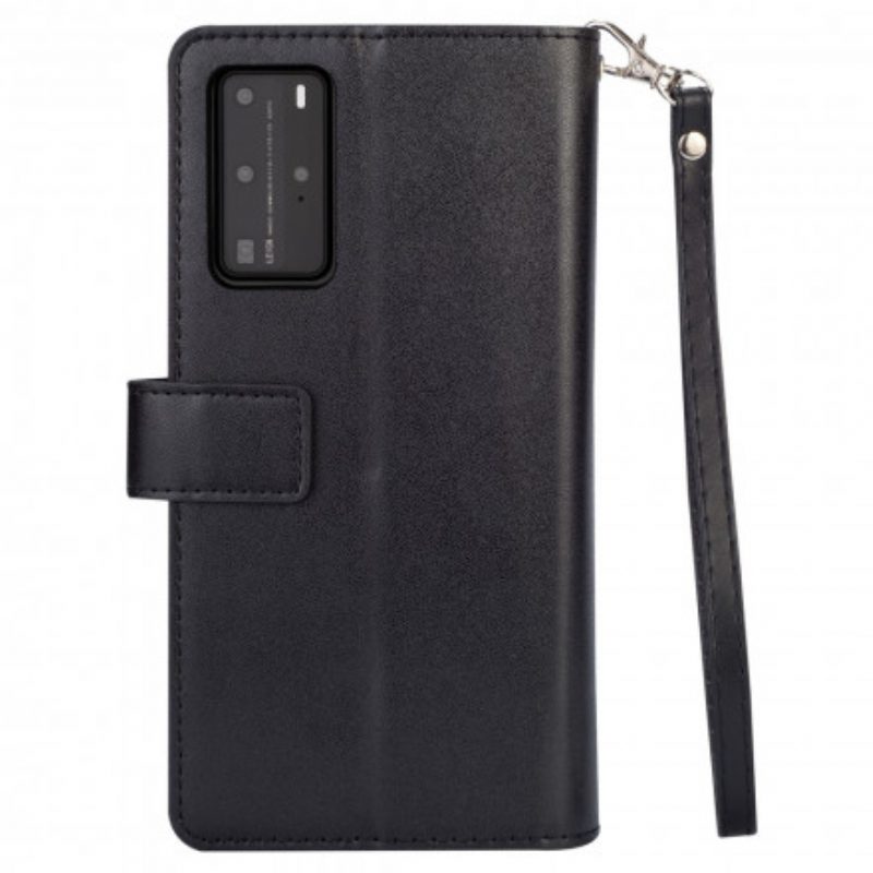 Custodia in pelle Huawei P40 Pro Borsa Con Cordino