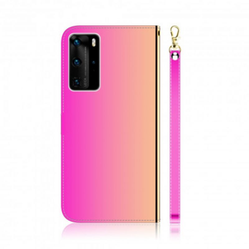 Custodia in pelle Huawei P40 Pro Copri Specchietto In Ecopelle