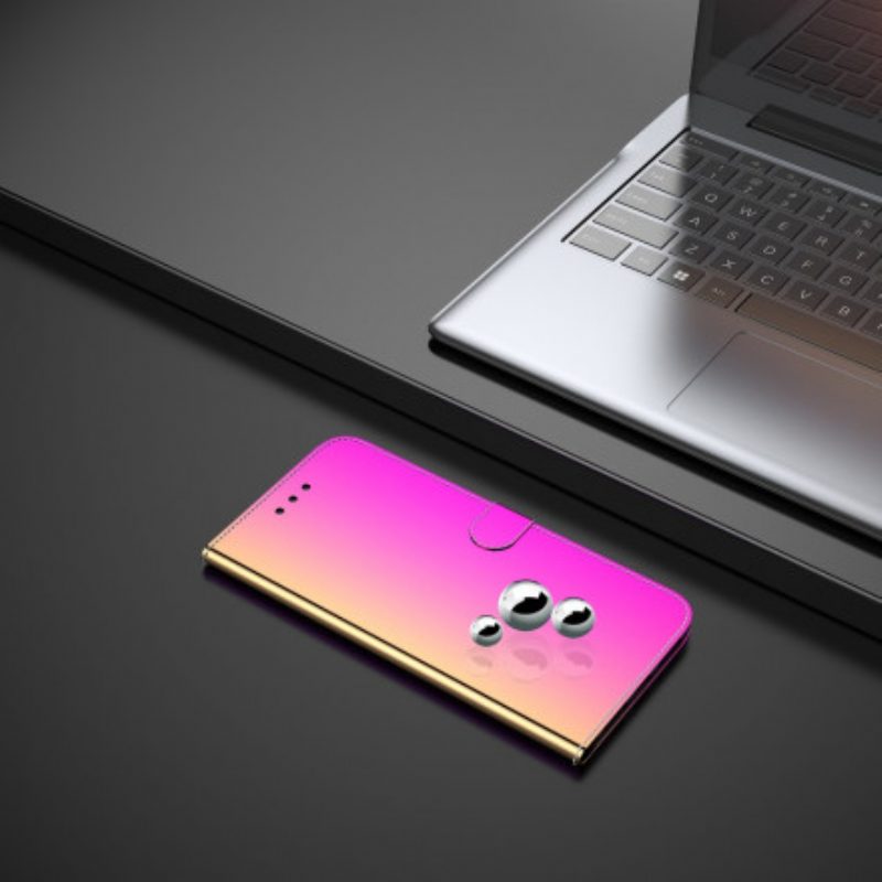 Custodia in pelle Huawei P40 Pro Copri Specchietto In Ecopelle