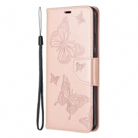 Custodia in pelle Huawei P40 Pro Folio Cover Farfalle E Lembo Obliquo
