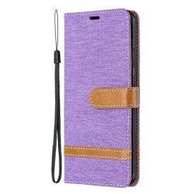 Folio Cover Huawei P40 Pro Cinturino Effetto Tessuto E Pelle