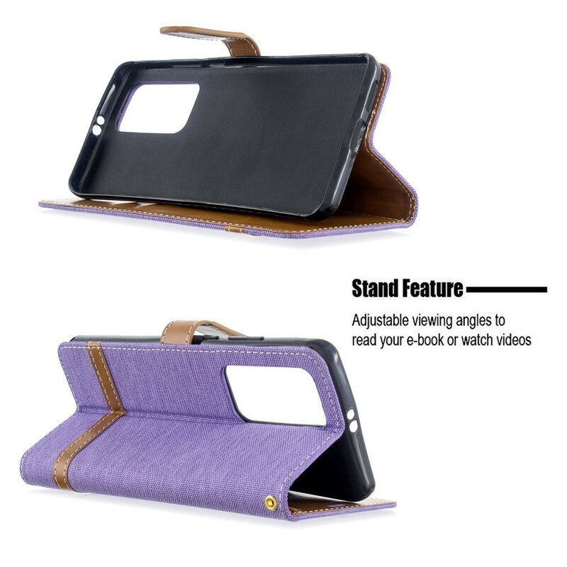Folio Cover Huawei P40 Pro Cinturino Effetto Tessuto E Pelle