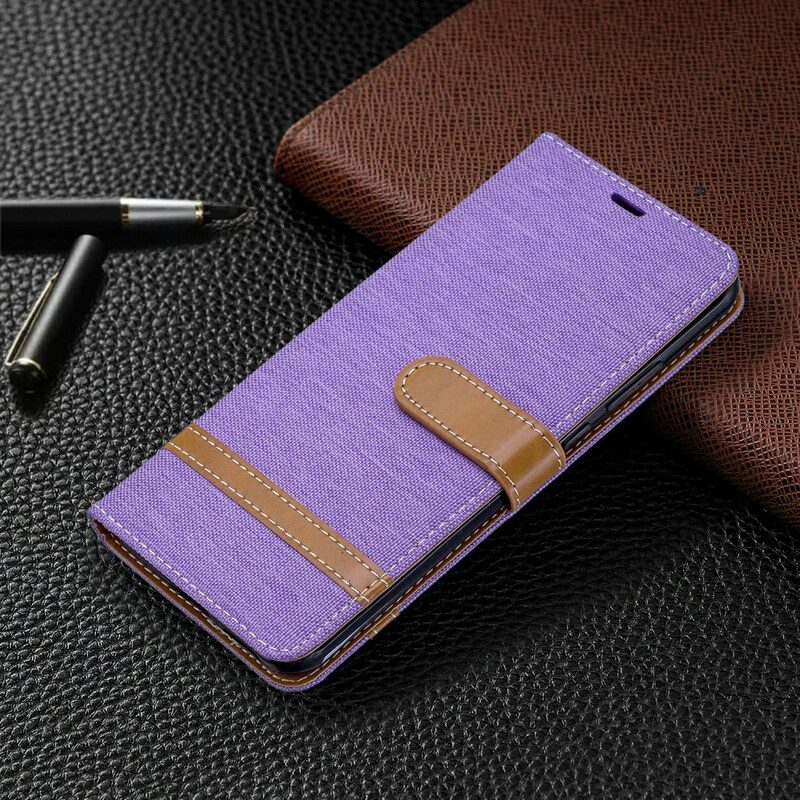 Folio Cover Huawei P40 Pro Cinturino Effetto Tessuto E Pelle