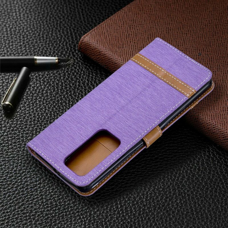 Folio Cover Huawei P40 Pro Cinturino Effetto Tessuto E Pelle