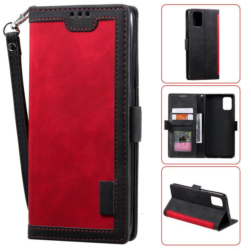 Folio Cover Huawei P40 Pro Contorni Rinforzati In Ecopelle Bicolore