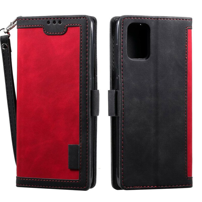Folio Cover Huawei P40 Pro Contorni Rinforzati In Ecopelle Bicolore