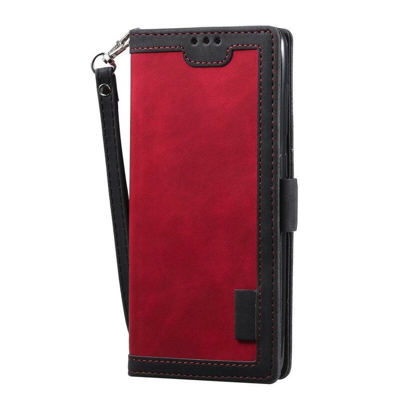 Folio Cover Huawei P40 Pro Contorni Rinforzati In Ecopelle Bicolore