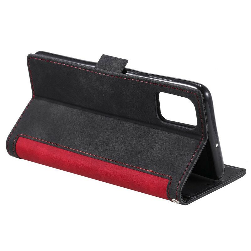 Folio Cover Huawei P40 Pro Contorni Rinforzati In Ecopelle Bicolore