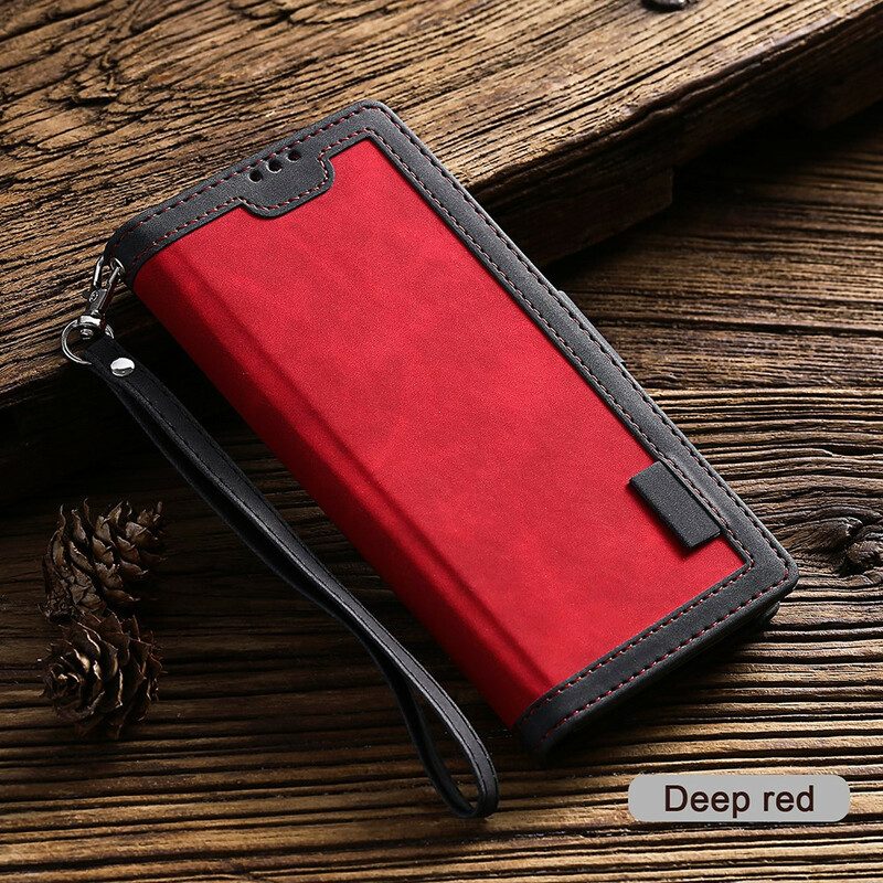 Folio Cover Huawei P40 Pro Contorni Rinforzati In Ecopelle Bicolore