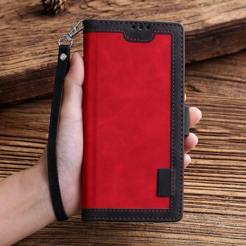 Folio Cover Huawei P40 Pro Contorni Rinforzati In Ecopelle Bicolore