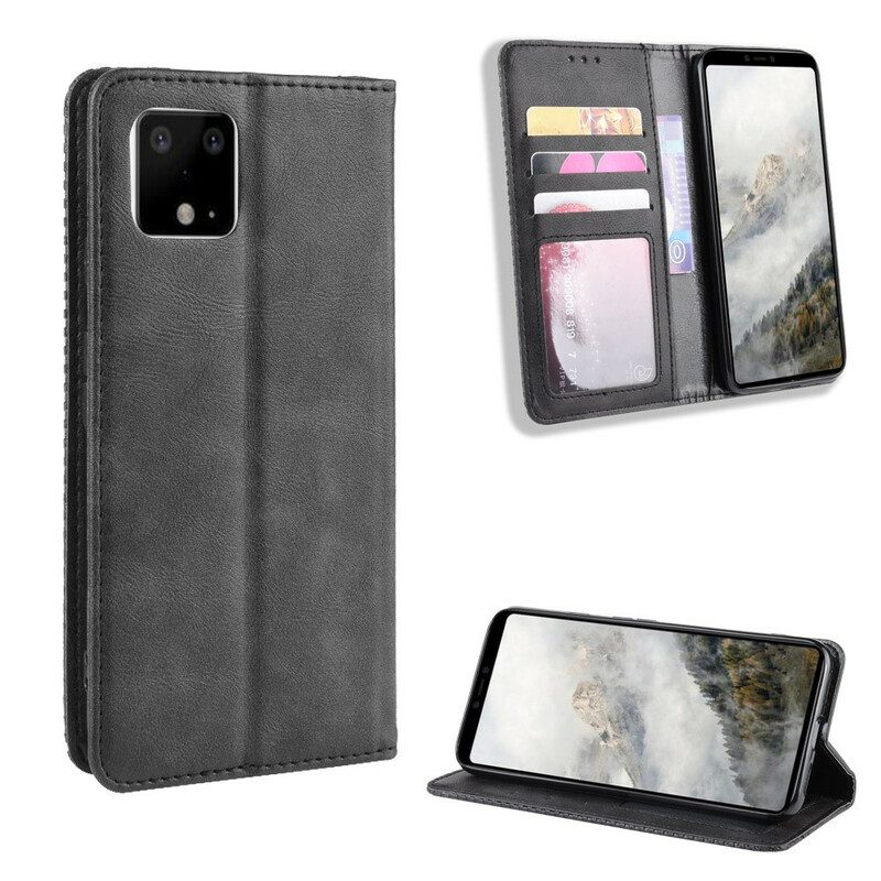 Folio Cover Google Pixel 4 Custodia in pelle Effetto Pelle Vintage Stilizzato
