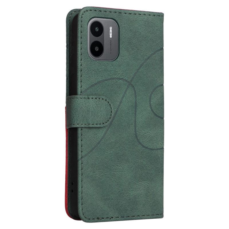 Custodia A Portafoglio Xiaomi Redmi A1 Ecopelle Firmata Bicolore