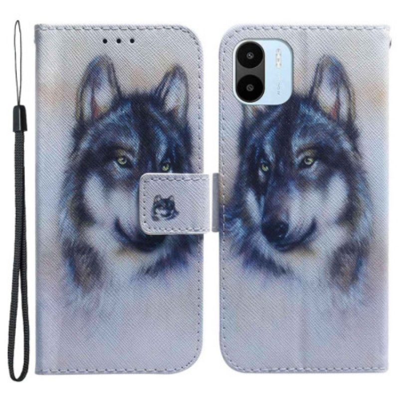 Custodia A Portafoglio Xiaomi Redmi A1 Lupo Dell'acquerello