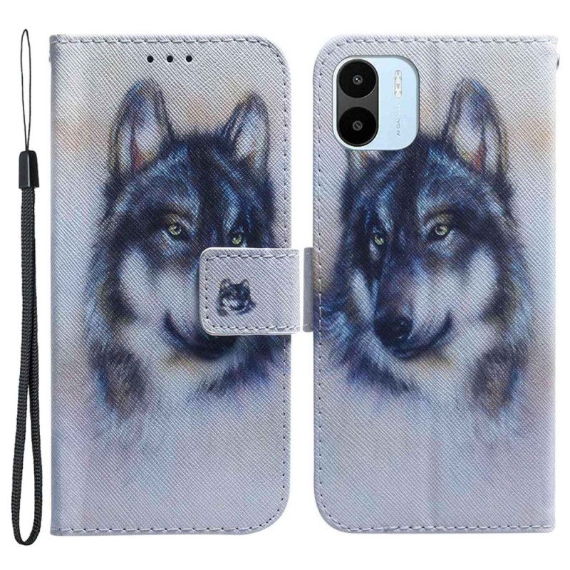Custodia A Portafoglio Xiaomi Redmi A1 Lupo Dell'acquerello
