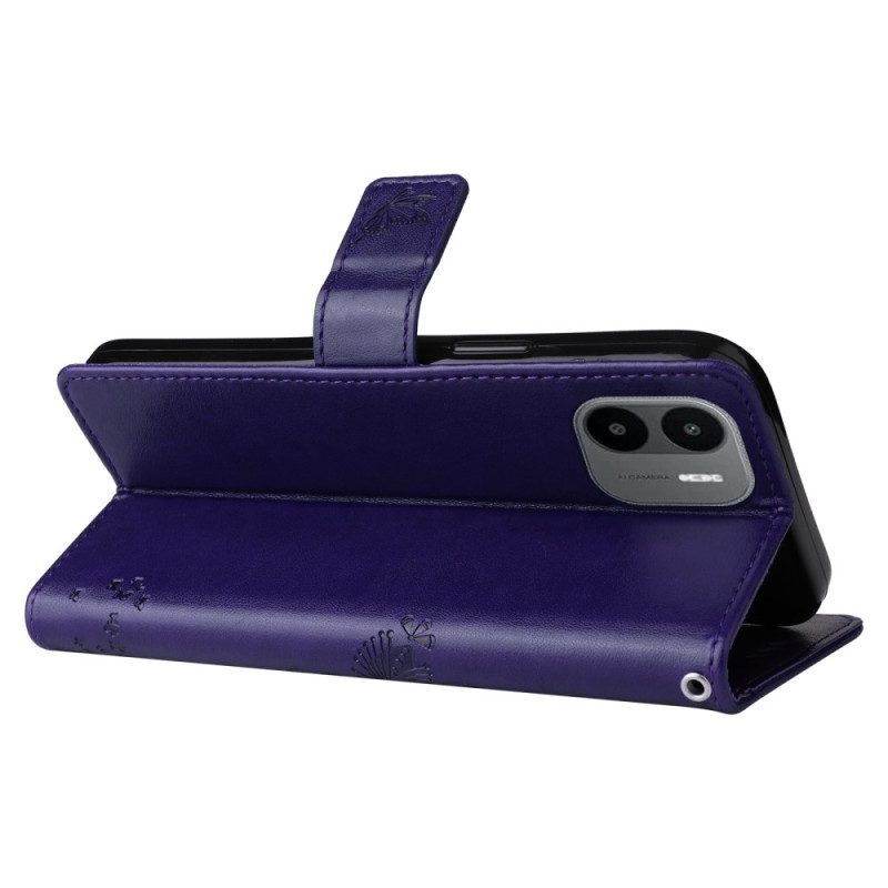 Custodia in pelle Xiaomi Redmi A1 Albero E Gatto Strappy