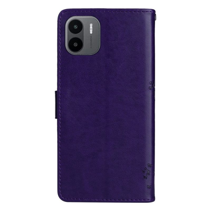 Custodia in pelle Xiaomi Redmi A1 Albero E Gatto Strappy