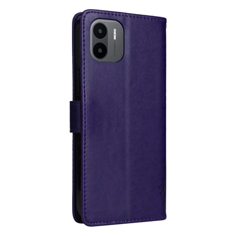 Custodia in pelle Xiaomi Redmi A1 Albero E Gatto Strappy
