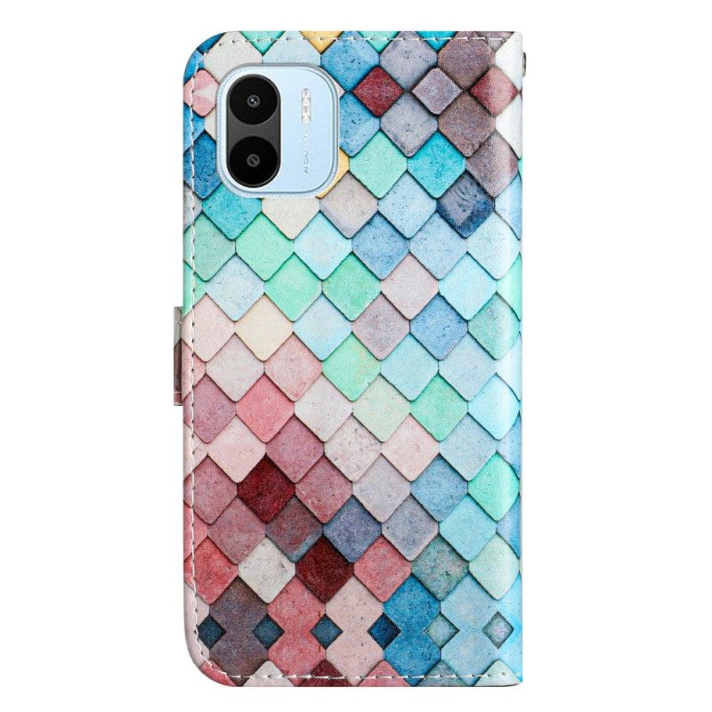 Custodia in pelle Xiaomi Redmi A1 Griglia A Strisce Colorate