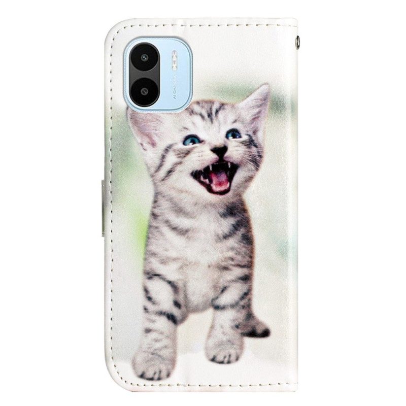 Custodia in pelle Xiaomi Redmi A1 Piccolo Gattino Con Cinturino