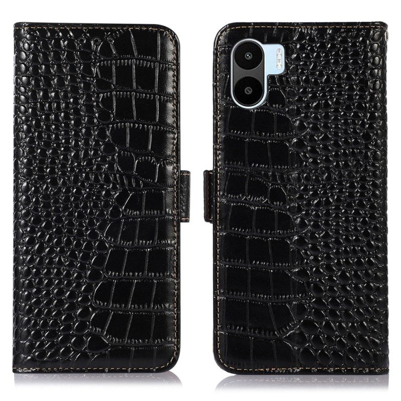 Custodia in pelle Xiaomi Redmi A1 Rfid Stile Coccodrillo
