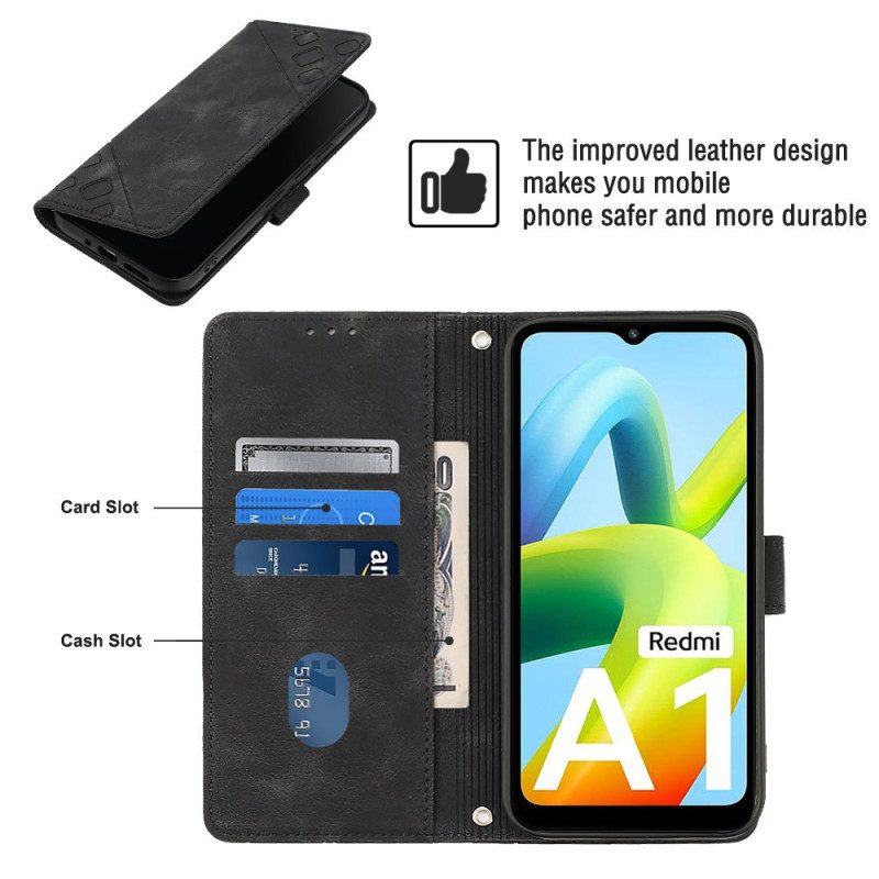 Custodia in pelle Xiaomi Redmi A1 Strappy Stile Anni '70