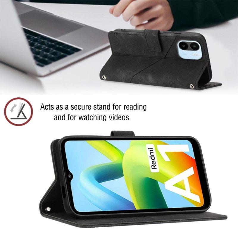 Custodia in pelle Xiaomi Redmi A1 Strappy Stile Anni '70