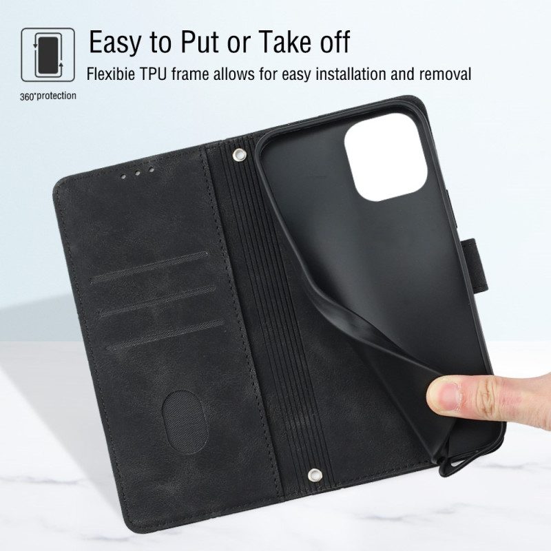 Custodia in pelle Xiaomi Redmi A1 Strappy Stile Anni '70