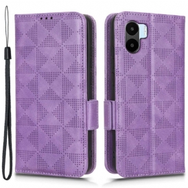 Custodia in pelle Xiaomi Redmi A1 Triangoli Con Cordino